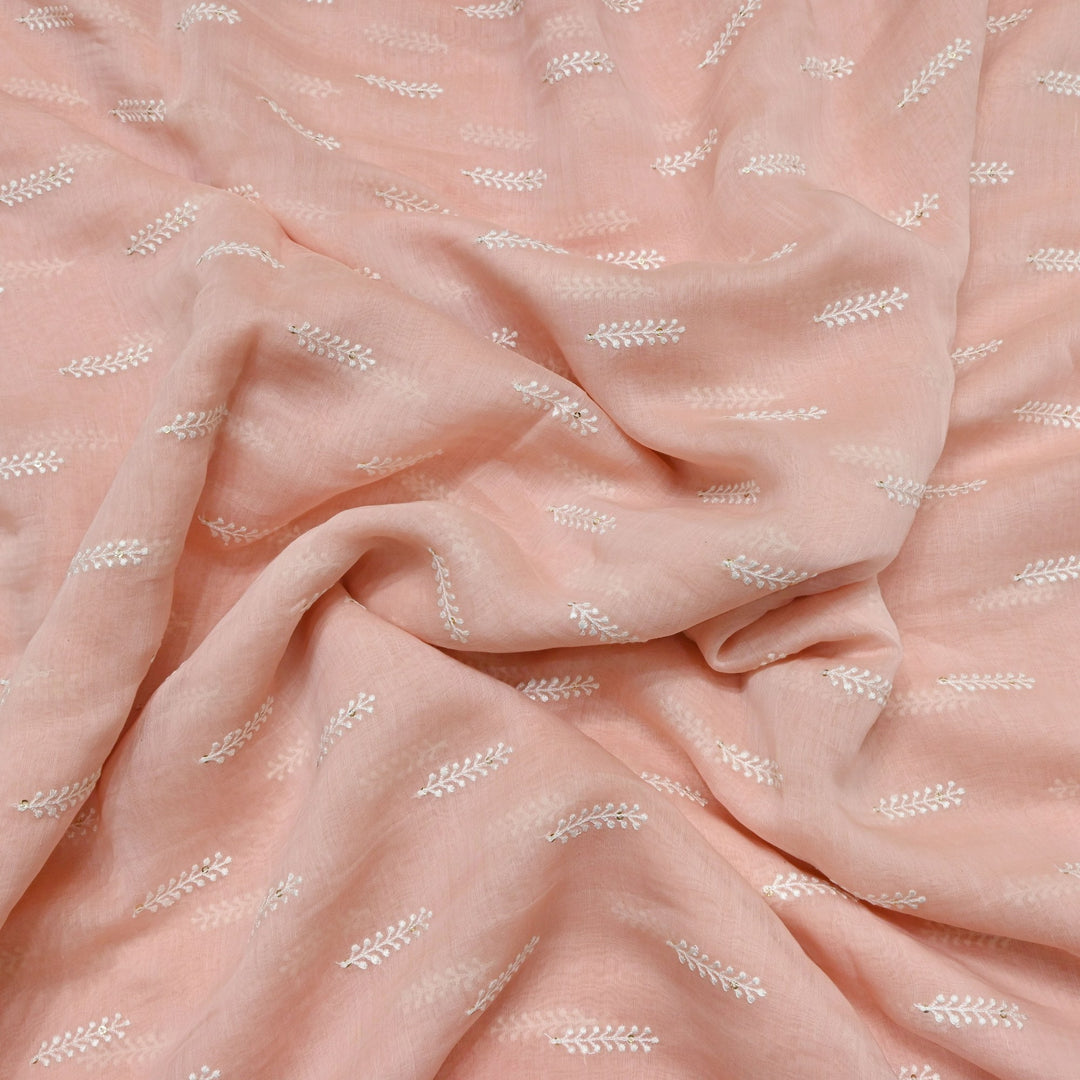 Dyed Mul Chanderi Sequins Embroidery Fabrics