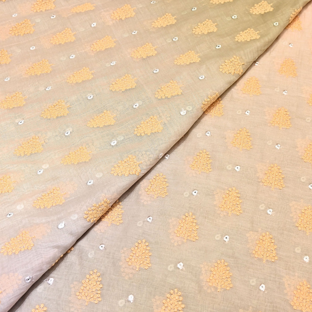 4D Shade Mul Chanderi Thread & Mirror Embroidery Fabric 44" – Designer Summer Fabric – GP4061-2
