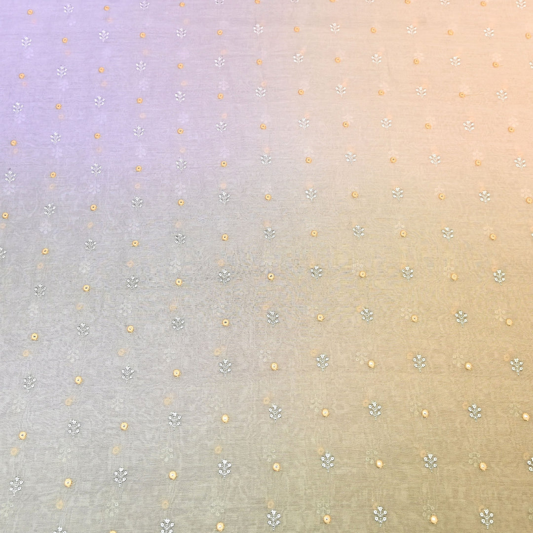 4D Shade Mul Chanderi Thread & Mirror Embroidery Fabric 44" – Designer Summer Fabric – GP4061A-2