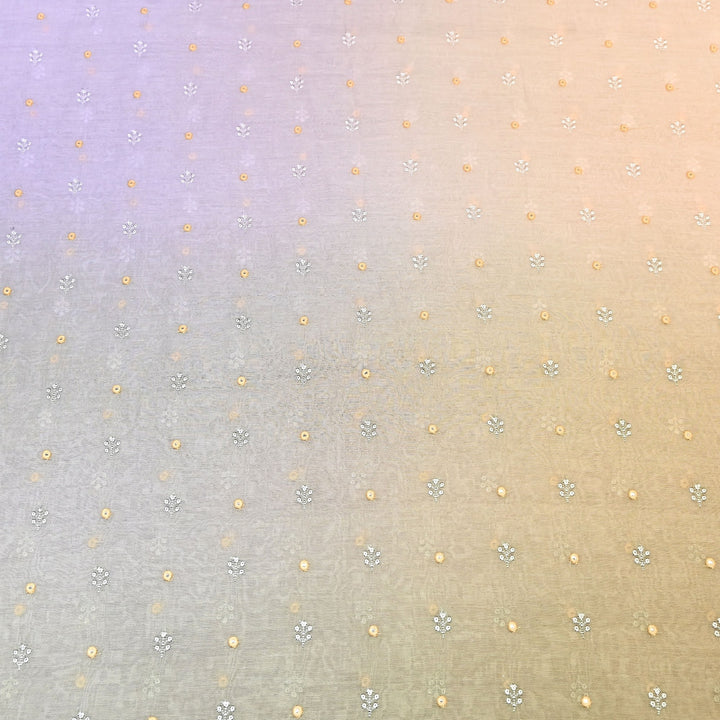 4D Shade Mul Chanderi Thread & Mirror Embroidery Fabric 44" – Designer Summer Fabric – GP4061A-2