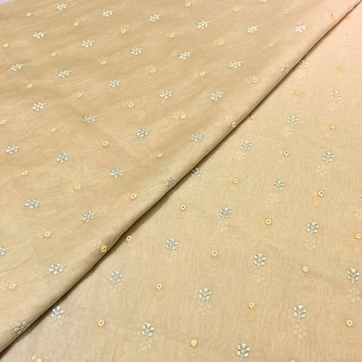 4D Shade Mul Chanderi Thread & Mirror Embroidery Fabric 44" – Designer Summer Fabric – GP4061A-2