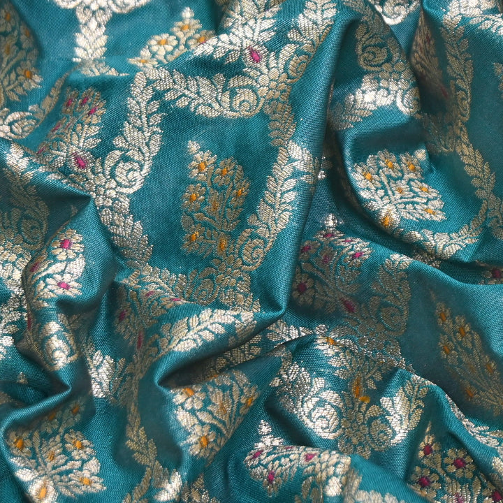 Katan Meena Zari Jaal Brocade Fabric – Designer Traditional Brocade Fabric - HA0425-1