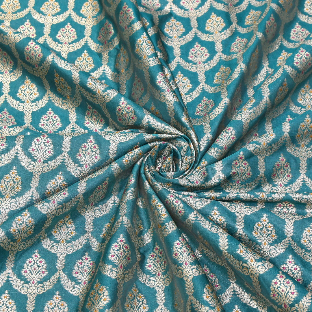 Katan Meena Zari Jaal Brocade Fabric – Designer Traditional Brocade Fabric - HA0425-1