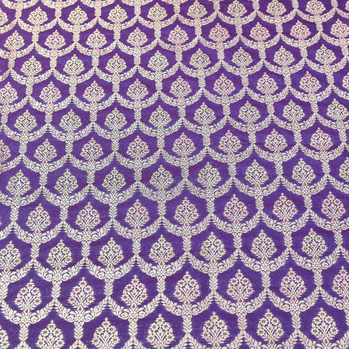 Katan Meena Zari Jaal Brocade Fabric – Designer Traditional Brocade Fabric - HA0425-2