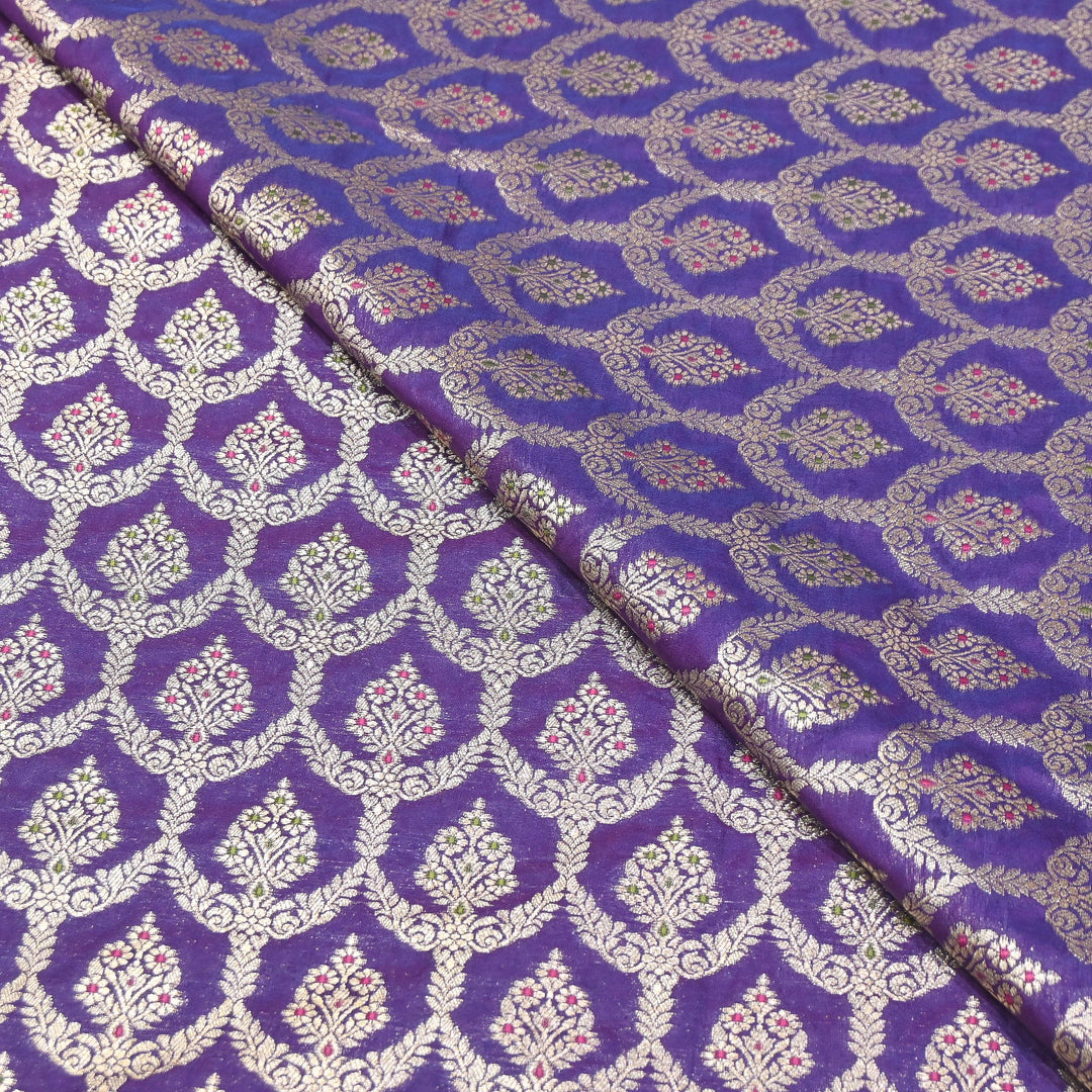Katan Meena Zari Jaal Brocade Fabric – Designer Traditional Brocade Fabric - HA0425-2