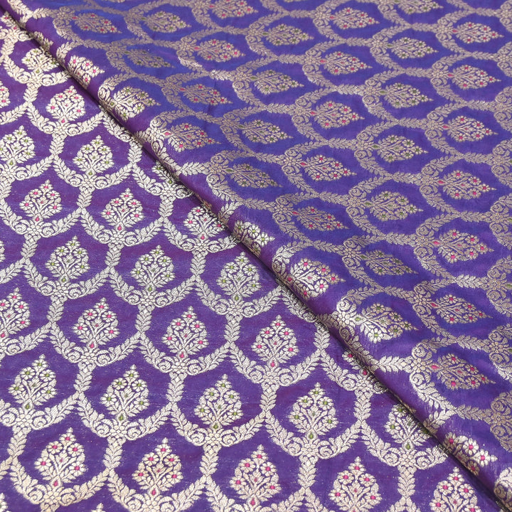 Katan Meena Zari Jaal Brocade Fabric – Designer Traditional Brocade Fabric - HA0425-2