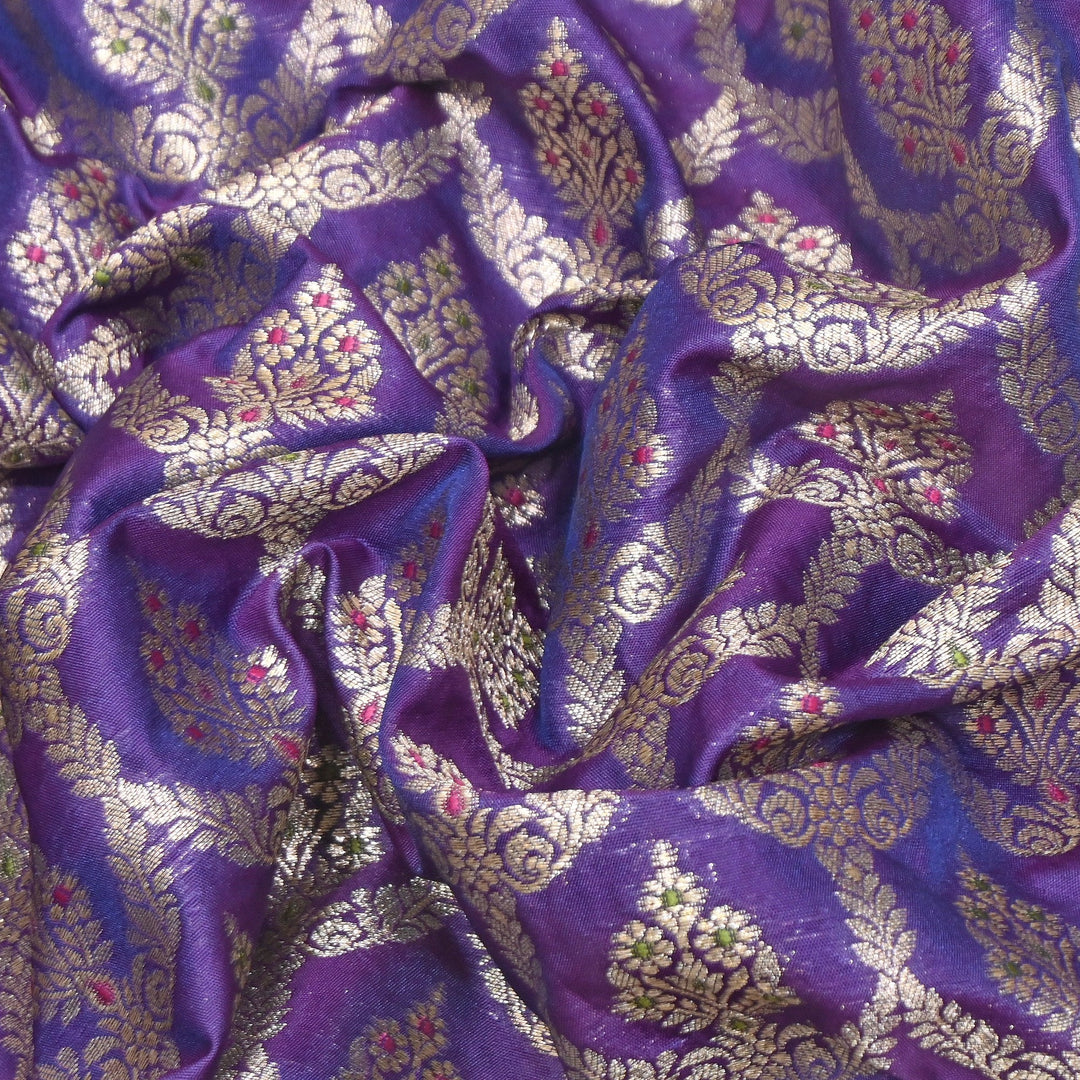 Katan Meena Zari Jaal Brocade Fabric – Designer Traditional Brocade Fabric - HA0425-2