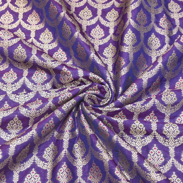 Katan Meena Zari Jaal Brocade Fabric – Designer Traditional Brocade Fabric - HA0425-2