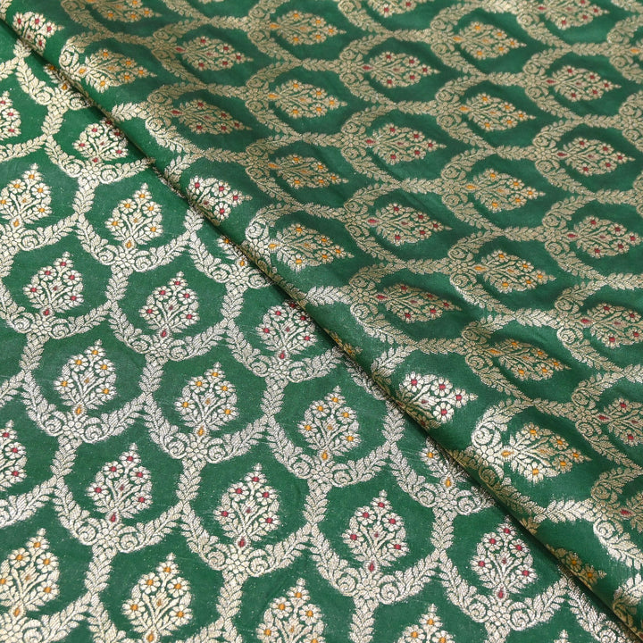 Katan Meena Zari Jaal Brocade Fabric – Designer Traditional Brocade Fabric - HA0425-3
