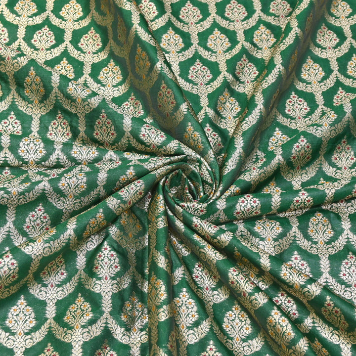 Katan Meena Zari Jaal Brocade Fabric – Designer Traditional Brocade Fabric - HA0425-3
