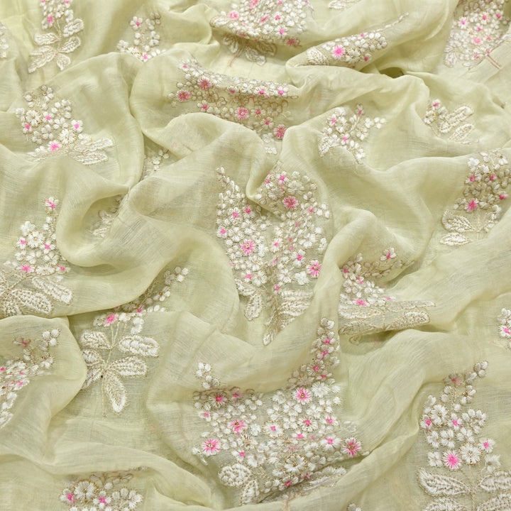 Mul Chanderi Thread & Zari Embroidery Fabric – Soft Lightweight Designer Fabric-SC0R243A-1