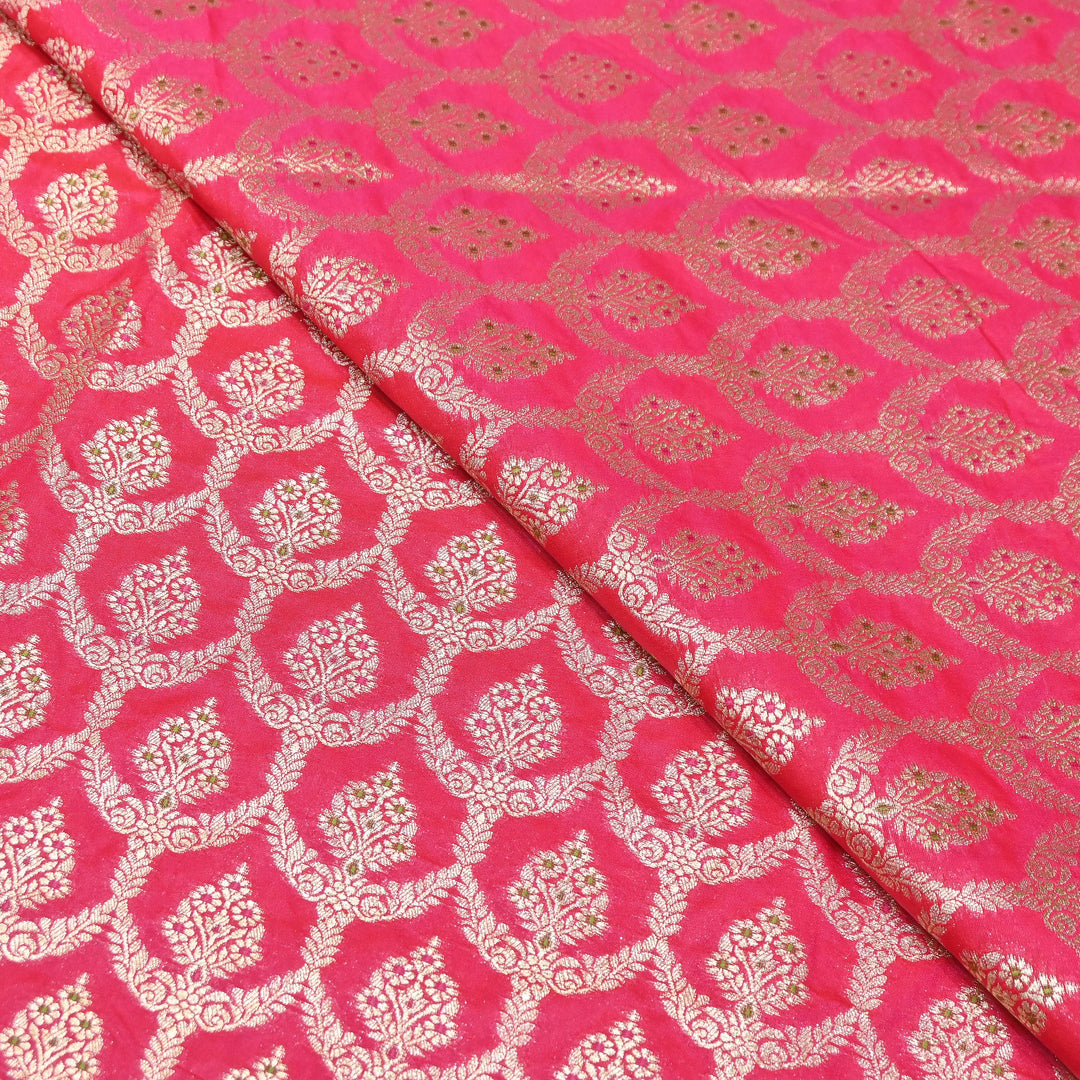 Katan Meena Zari Jaal Brocade Fabric – Designer Traditional Brocade Fabric - HA0425-4