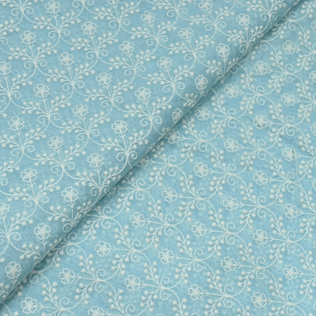 Premium Mul Chanderi Thread Embroidery Fabrics