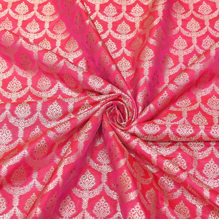 Katan Meena Zari Jaal Brocade Fabric – Designer Traditional Brocade Fabric - HA0425-4
