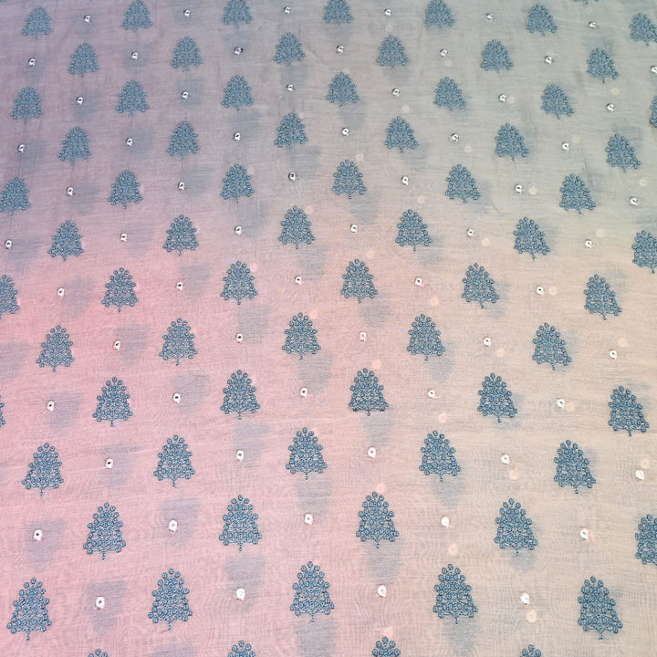 4D Shade Mul Chanderi Thread & Mirror Embroidery Fabric 44" – Designer Summer Fabric – GP4061-5