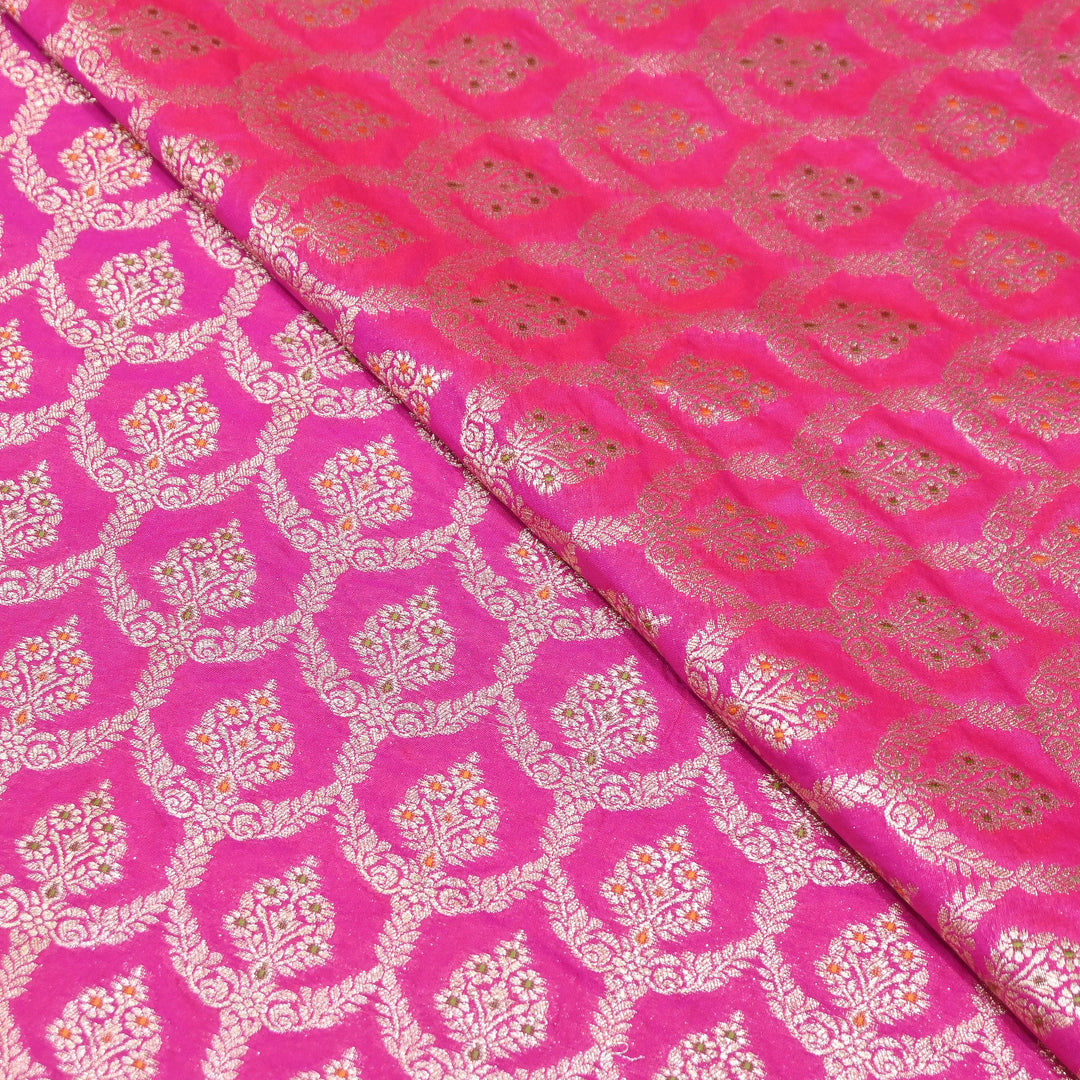 Katan Meena Zari Jaal Brocade Fabric – Designer Traditional Brocade Fabric - HA0425-5