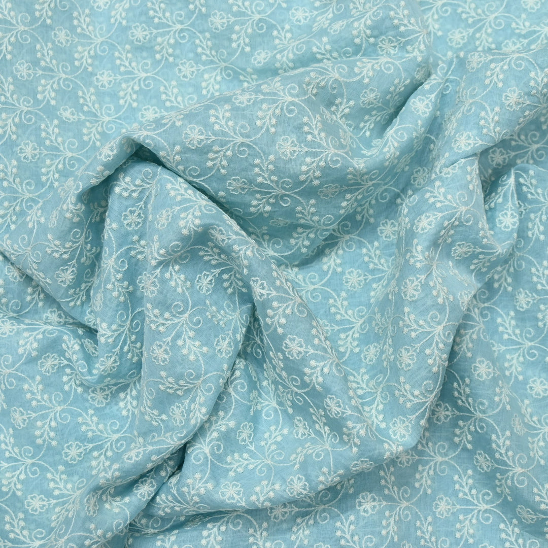 Premium Mul Chanderi Thread Embroidery Fabrics