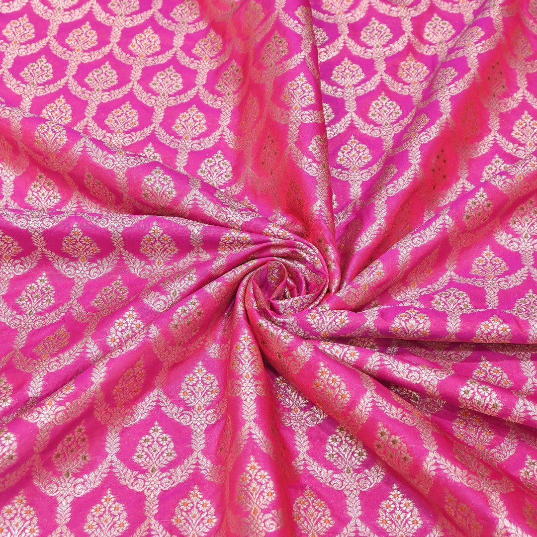 Katan Meena Zari Jaal Brocade Fabric – Designer Traditional Brocade Fabric - HA0425-5