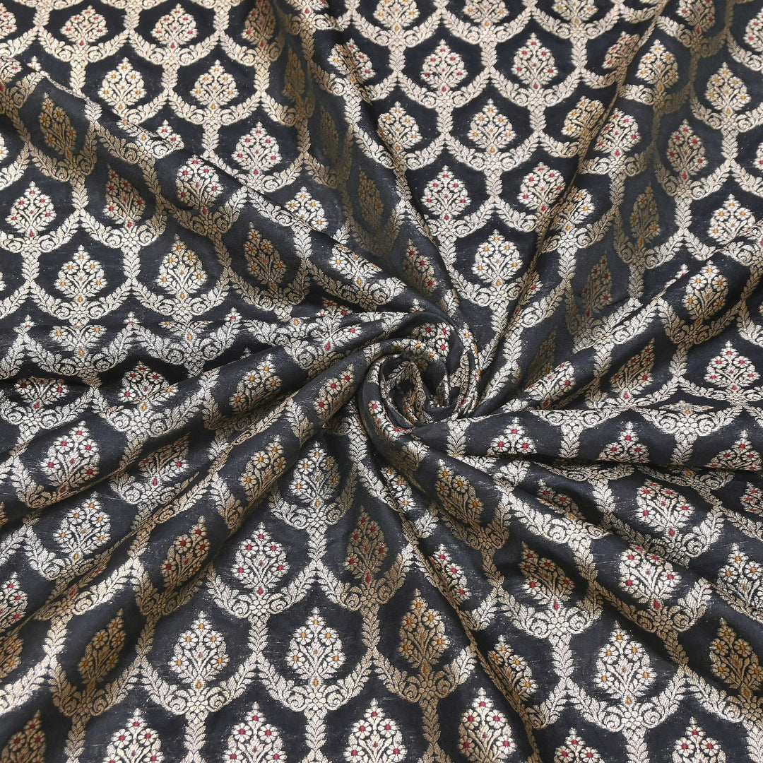 Katan Meena Zari Jaal Brocade Fabric – Designer Traditional Brocade Fabric - HA0425-6