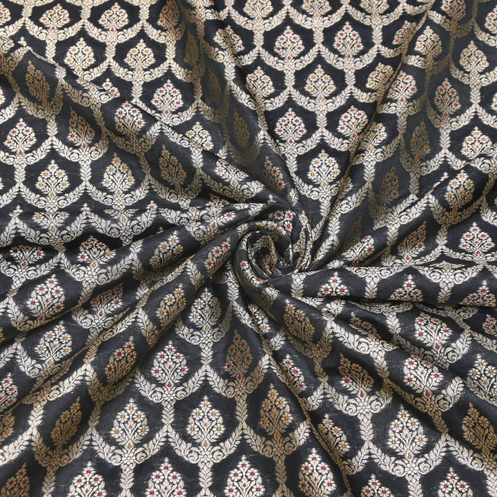 Katan Meena Zari Jaal Brocade Fabric – Designer Traditional Brocade Fabric - HA0425-6