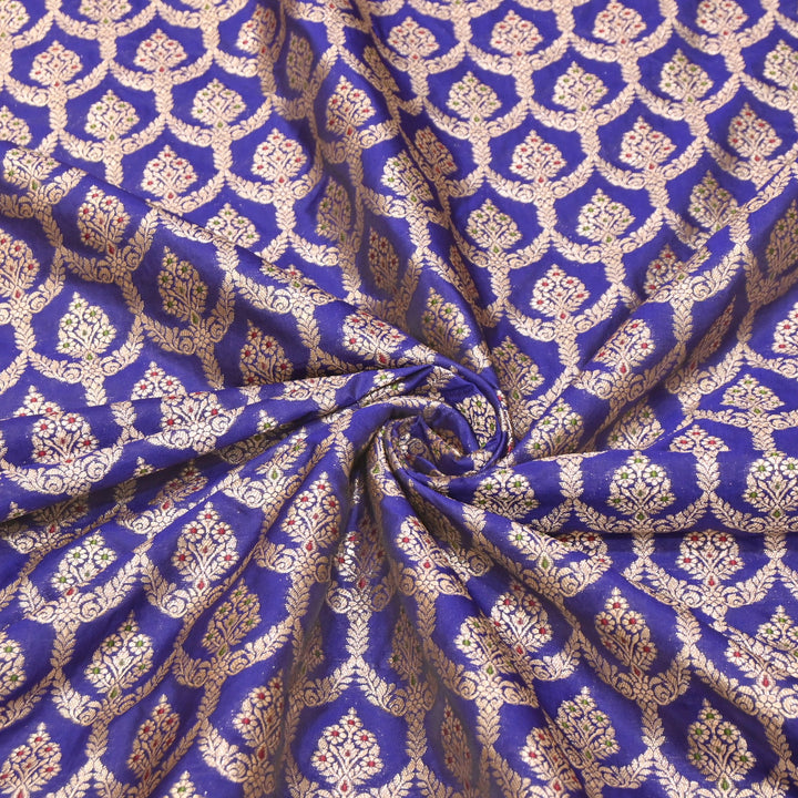 Katan Meena Zari Jaal Brocade Fabric – Designer Traditional Brocade Fabric - HA0425-7