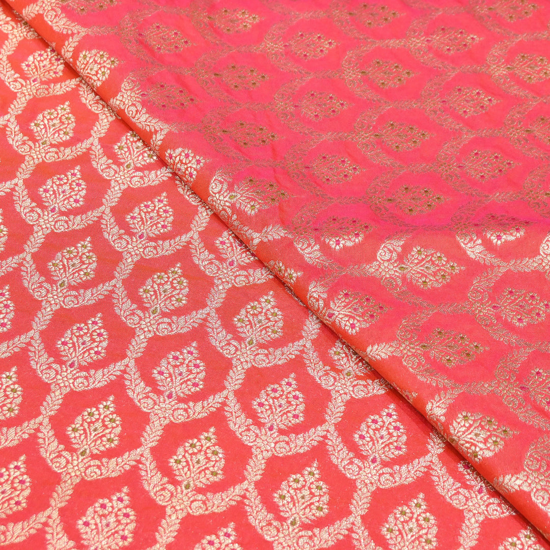 Katan Meena Zari Jaal Brocade Fabric – Designer Traditional Brocade Fabric - HA0425-9