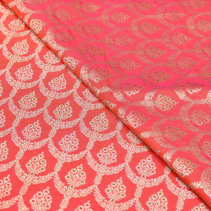 Katan Meena Zari Jaal Brocade Fabric – Designer Traditional Brocade Fabric - HA0425-9