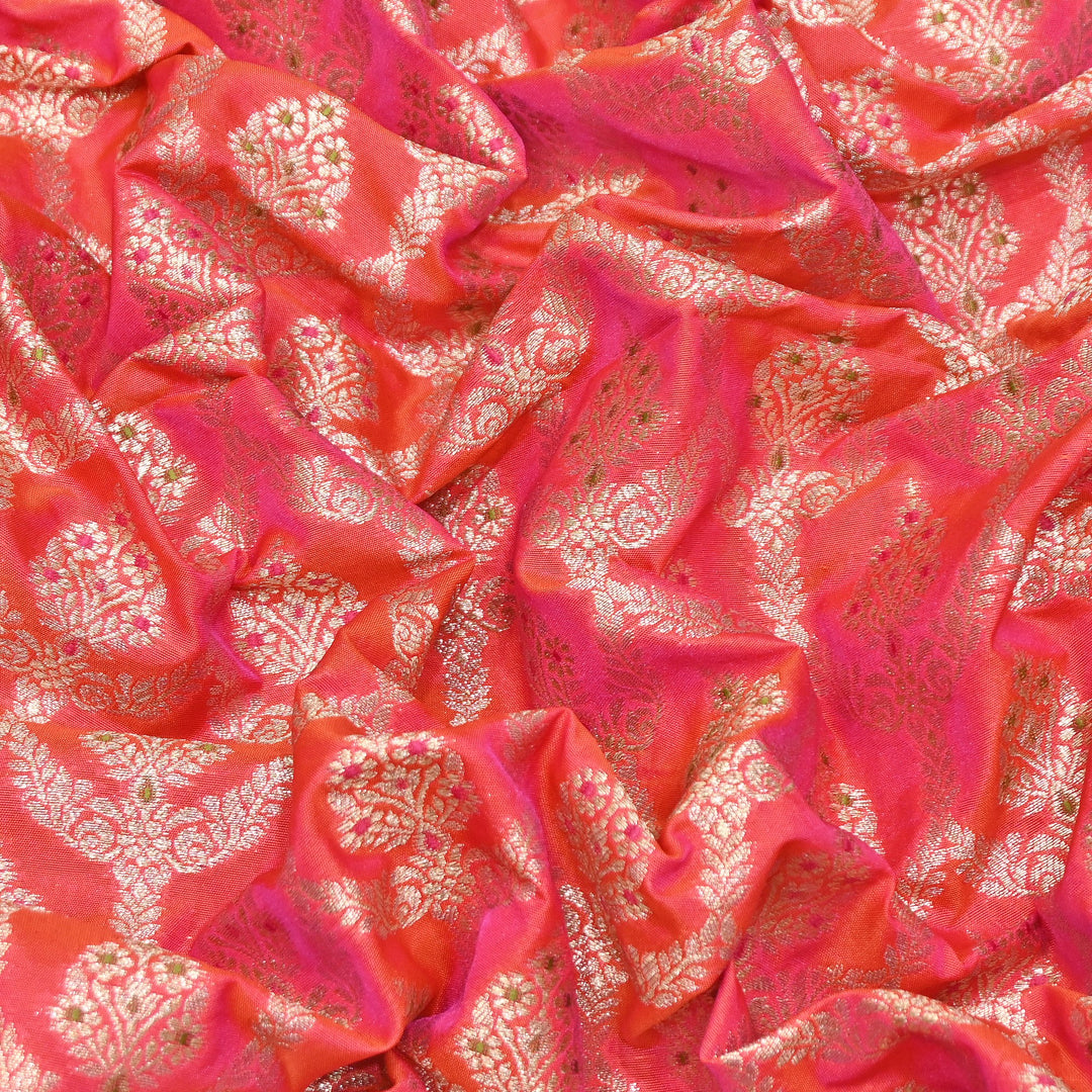Katan Meena Zari Jaal Brocade Fabric – Designer Traditional Brocade Fabric - HA0425-9