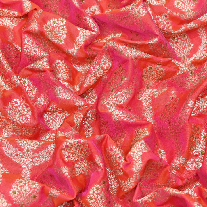 Katan Meena Zari Jaal Brocade Fabric – Designer Traditional Brocade Fabric - HA0425-9