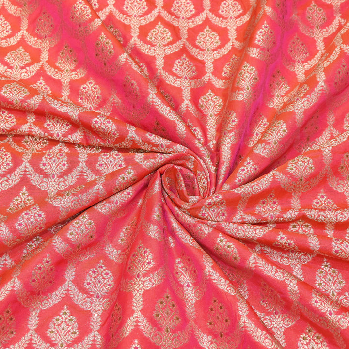 Katan Meena Zari Jaal Brocade Fabric – Designer Traditional Brocade Fabric - HA0425-9
