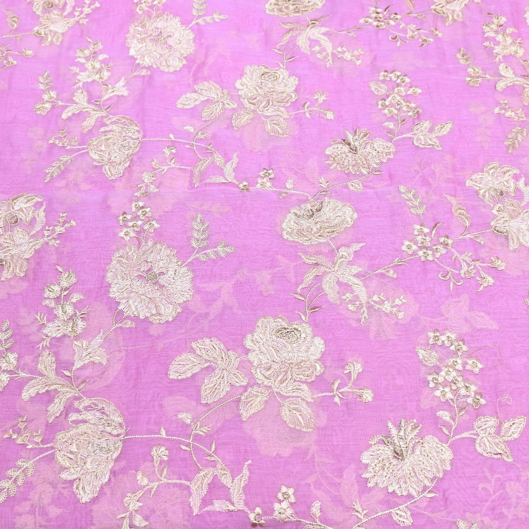 Mul Chanderi Thread Embroidery Fabric – Designer Embroidered Fabric-SW2875-2