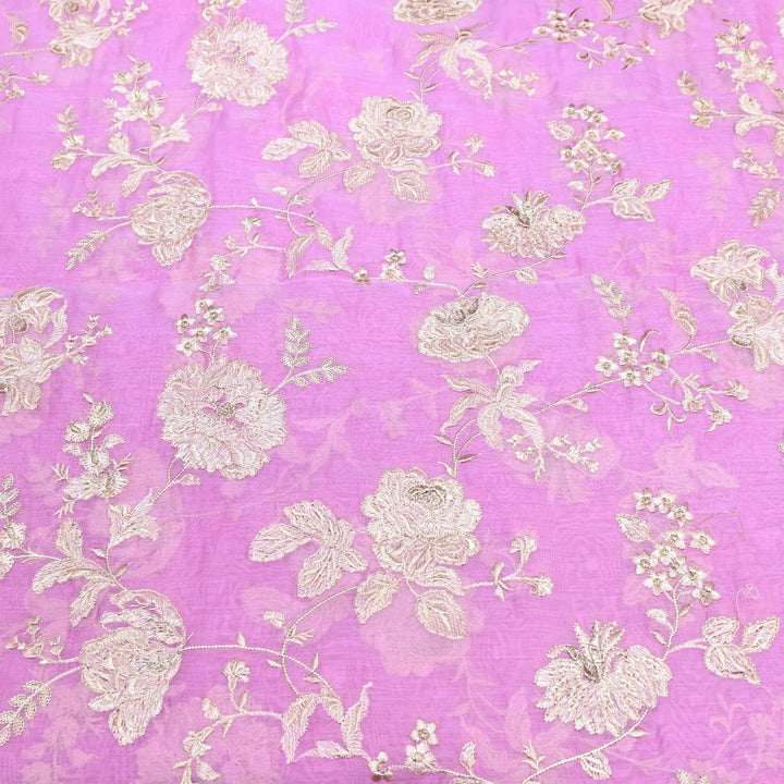 Mul Chanderi Thread Embroidery Fabric – Designer Embroidered Fabric-SW2875-2