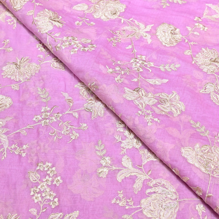 Mul Chanderi Thread Embroidery Fabric – Designer Embroidered Fabric-SW2875-2