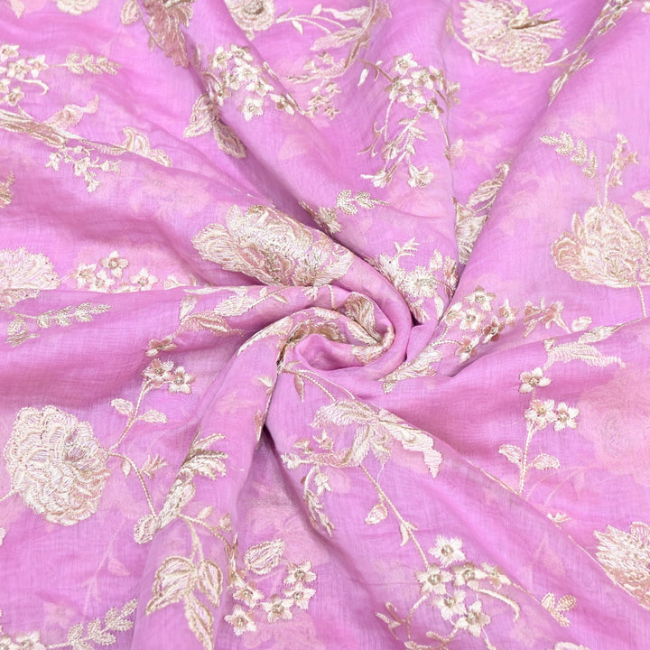 Mul Chanderi Thread Embroidery Fabric – Designer Embroidered Fabric-SW2875-2