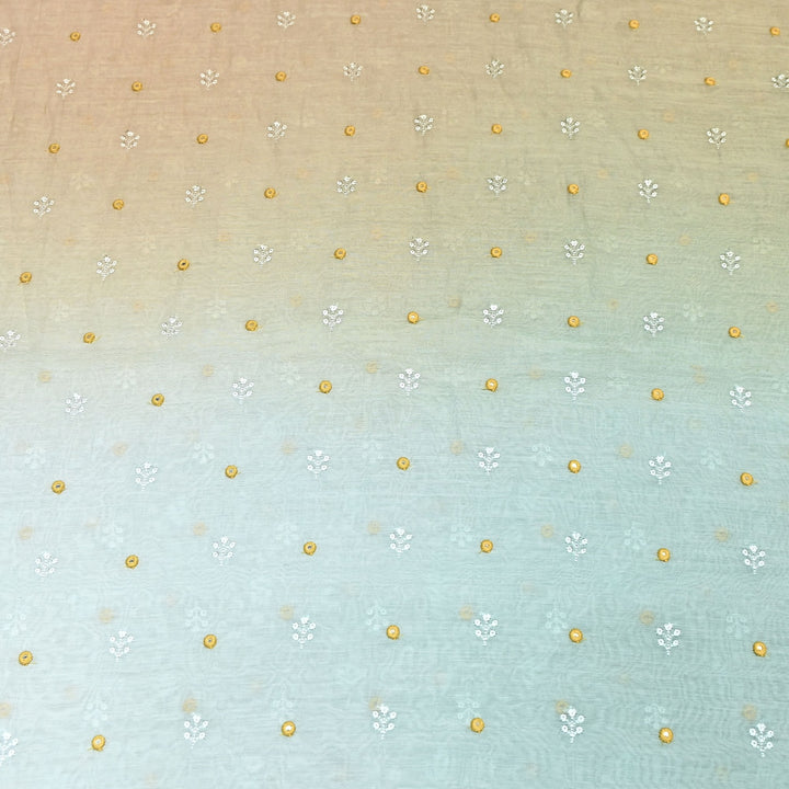 4D Shade Mul Chanderi Thread & Mirror Embroidery Fabric 44" – Designer Summer Fabric – GP4061A-7