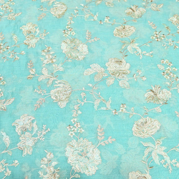 Mul Chanderi Thread Embroidery Fabric – Designer Embroidered Fabric-SW2875-3