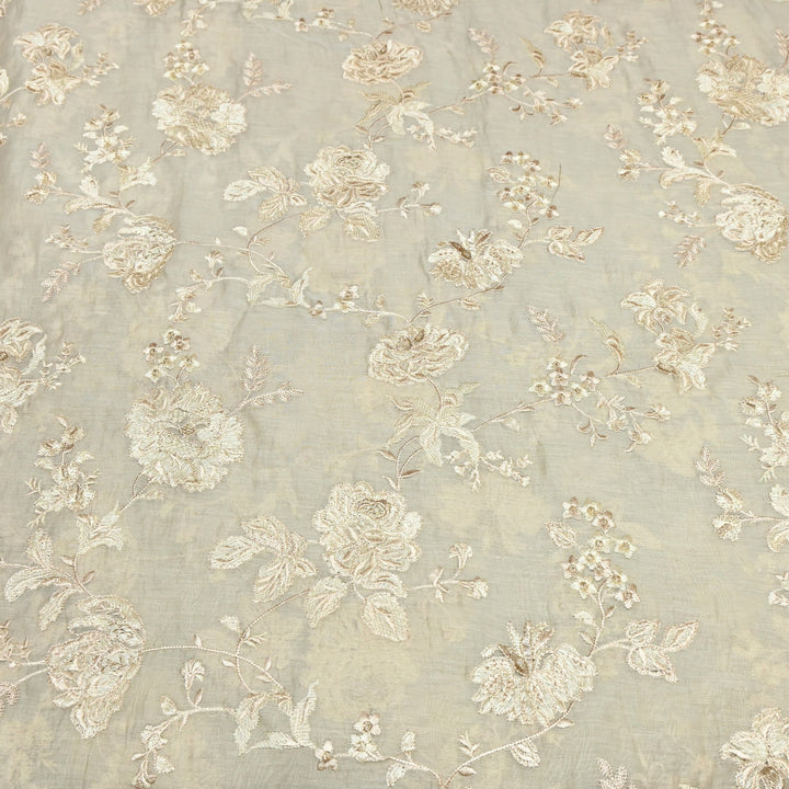 Mul Chanderi Thread Embroidery Fabric – Designer Embroidered Fabric-SW2875-4