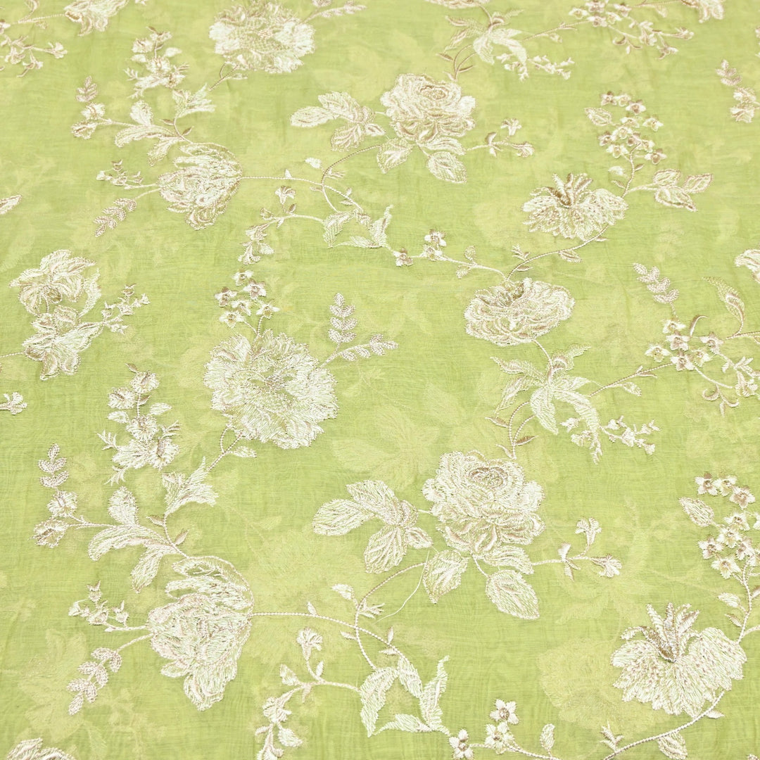 Mul Chanderi Thread Embroidery Fabric – Designer Embroidered Fabric-SW2875-6