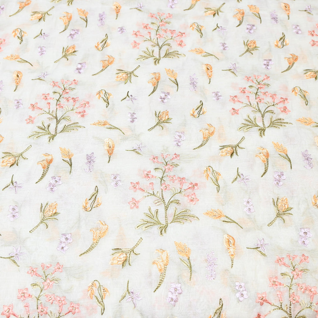 Mul Chanderi Thread & Zari Embroidery Fabric – Soft Lightweight Designer Fabric-SW2805-2