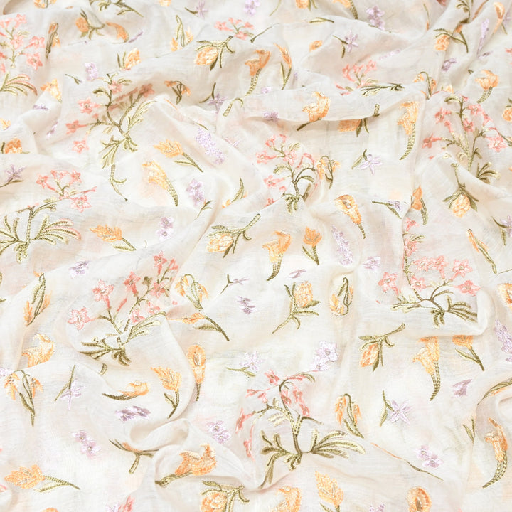 Mul Chanderi Thread & Zari Embroidery Fabric – Soft Lightweight Designer Fabric-SW2805-2