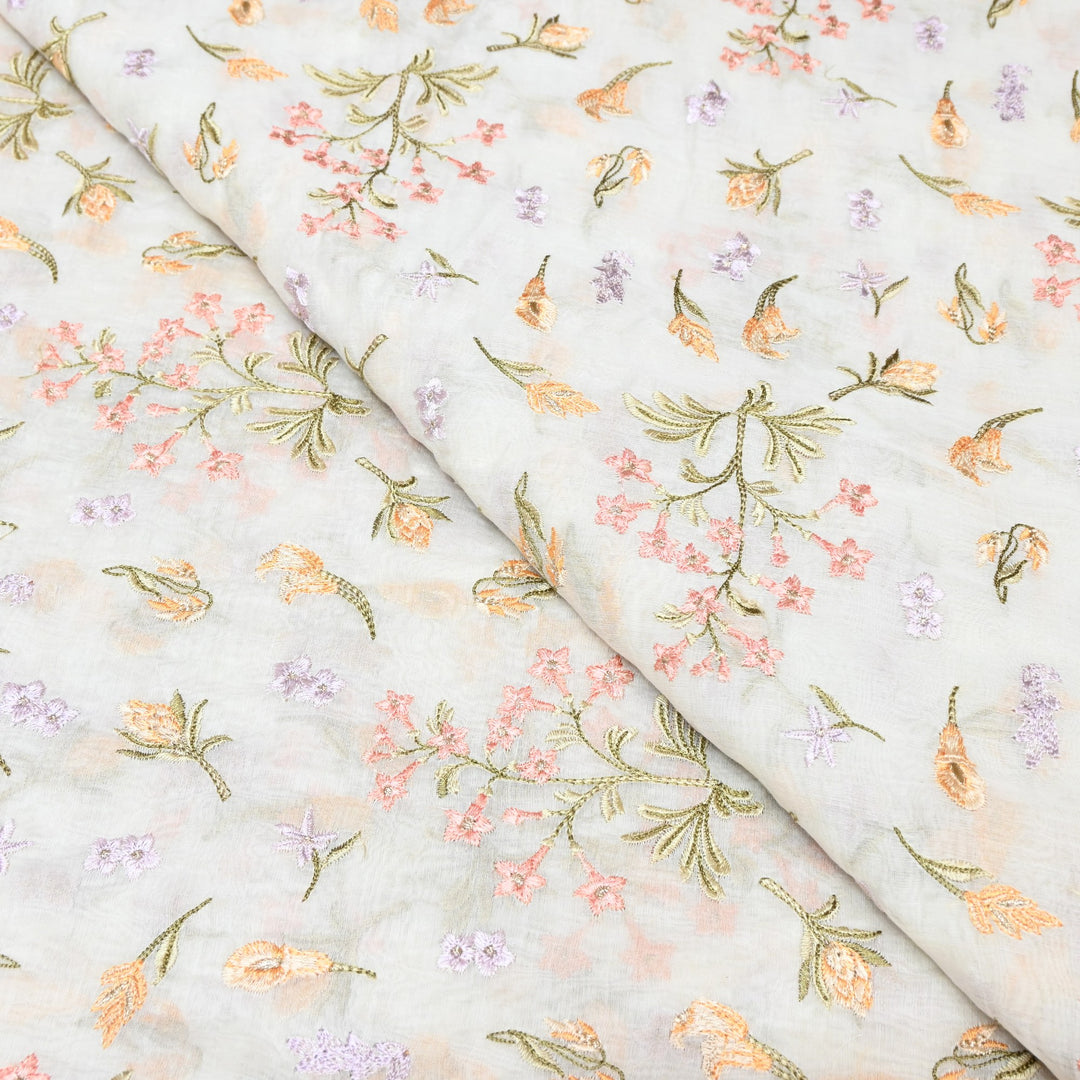 Mul Chanderi Thread & Zari Embroidery Fabric – Soft Lightweight Designer Fabric-SW2805-2