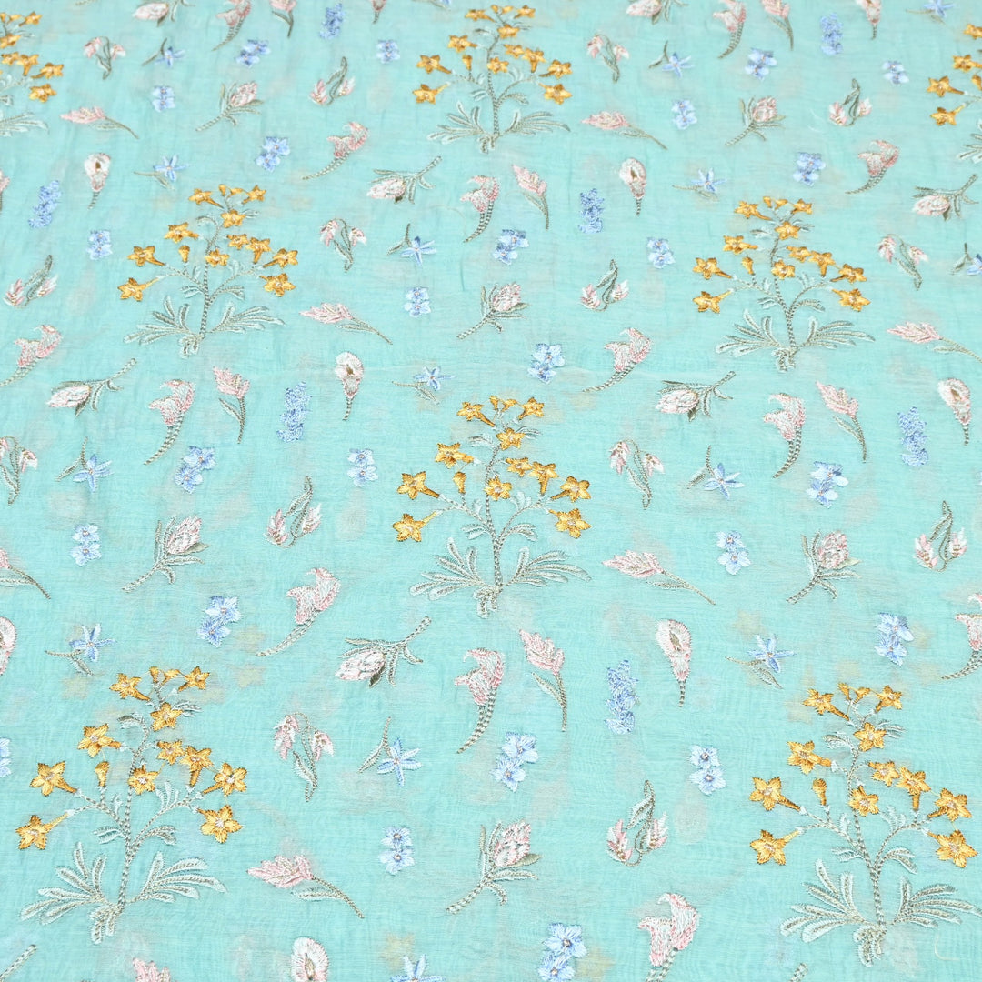 Mul Chanderi Thread & Zari Embroidery Fabric – Soft Lightweight Designer Fabric-SW2805-1