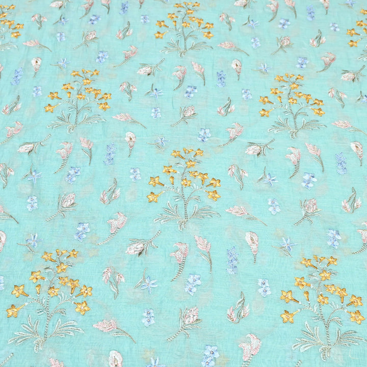 Mul Chanderi Thread & Zari Embroidery Fabric – Soft Lightweight Designer Fabric-SW2805-1