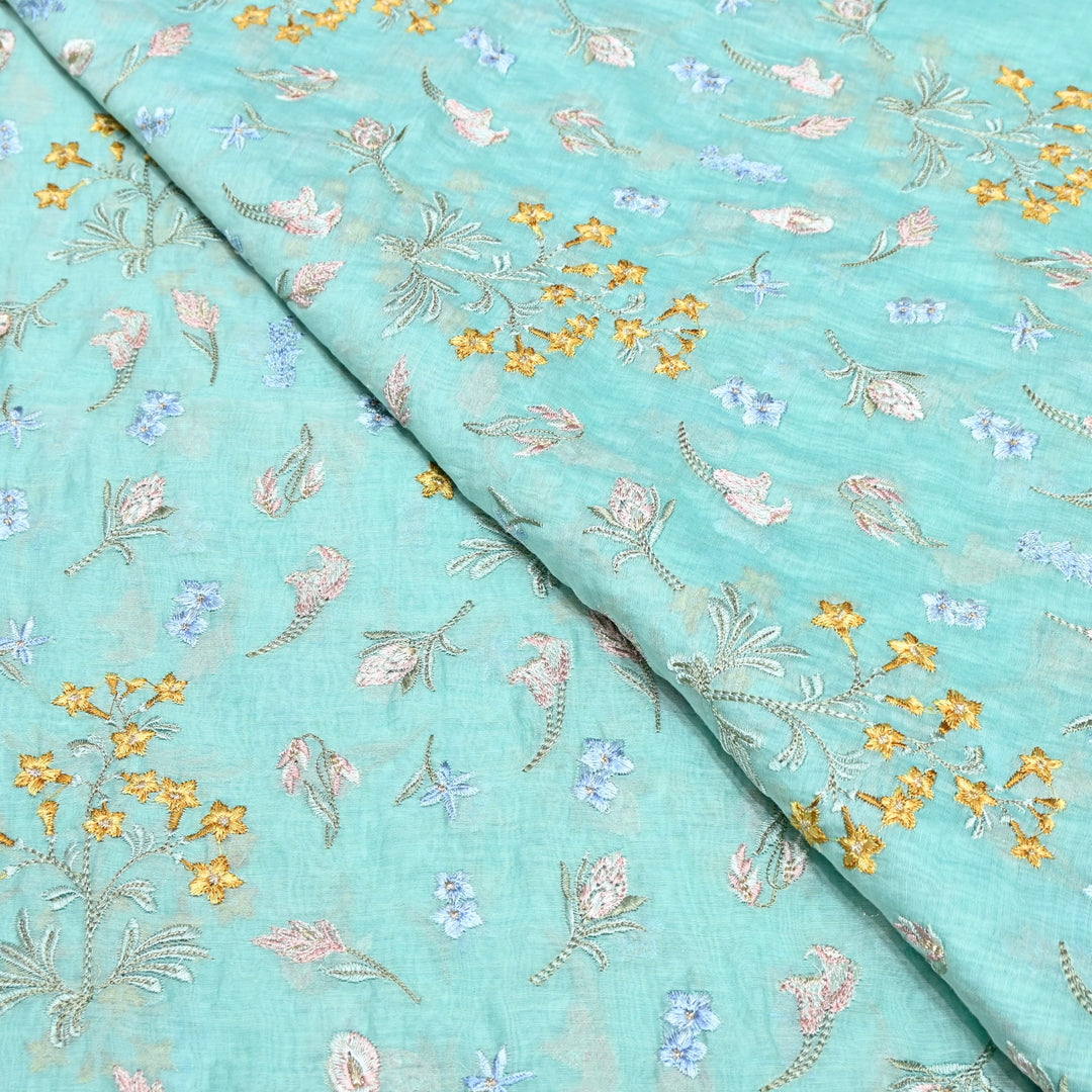 Mul Chanderi Thread & Zari Embroidery Fabric – Soft Lightweight Designer Fabric-SW2805-1