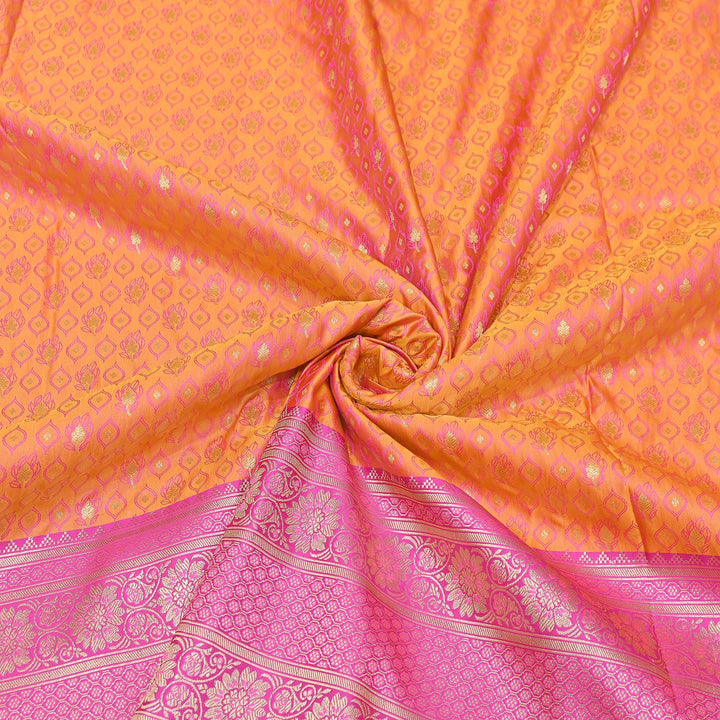 Premium Tanchui Silk Zari Border Brocade Fabric | Floral Jaal & Traditional Woven Border | SCA230-4