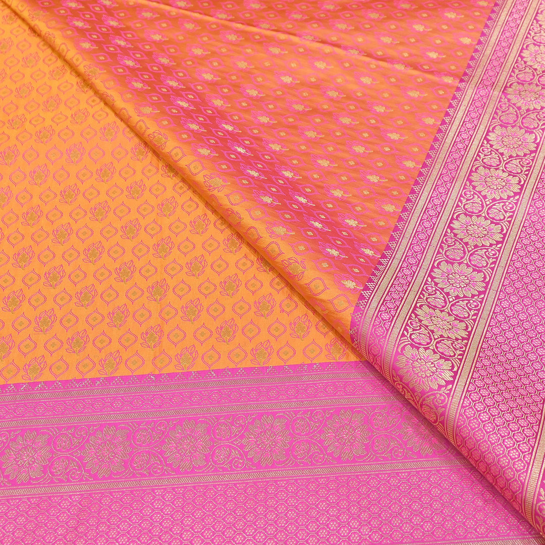 Premium Tanchui Silk Zari Border Brocade Fabric | Floral Jaal & Traditional Woven Border | SCA230-4