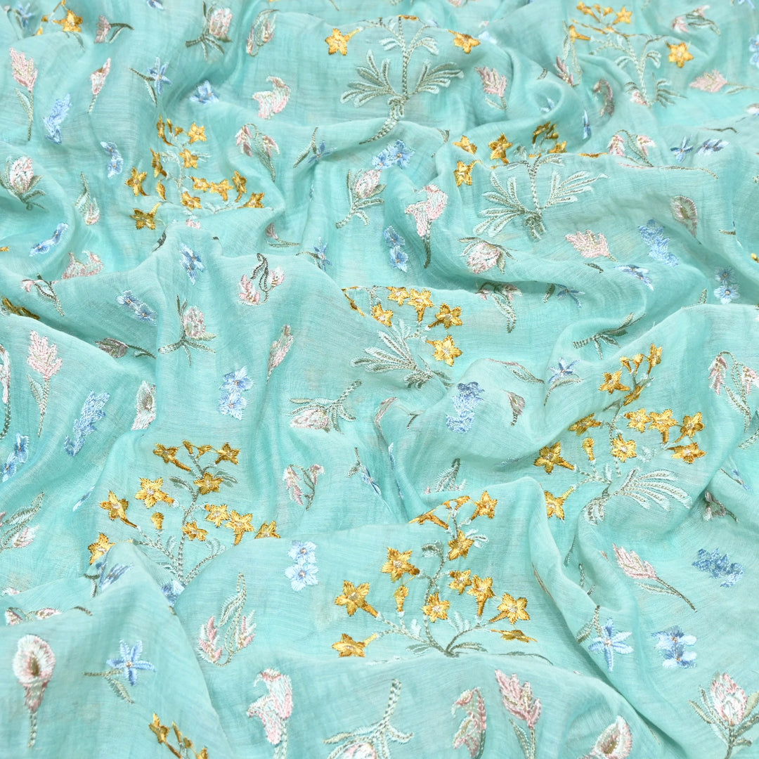 Mul Chanderi Thread & Zari Embroidery Fabric – Soft Lightweight Designer Fabric-SW2805-1