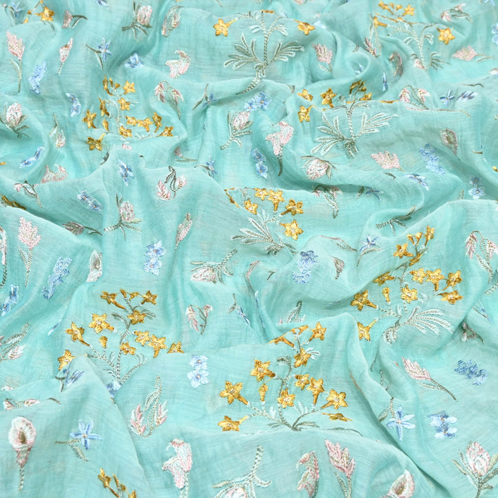 Mul Chanderi Thread & Zari Embroidery Fabric – Soft Lightweight Designer Fabric-SW2805-1