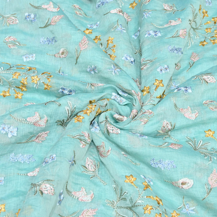 Mul Chanderi Thread & Zari Embroidery Fabric – Soft Lightweight Designer Fabric-SW2805-1