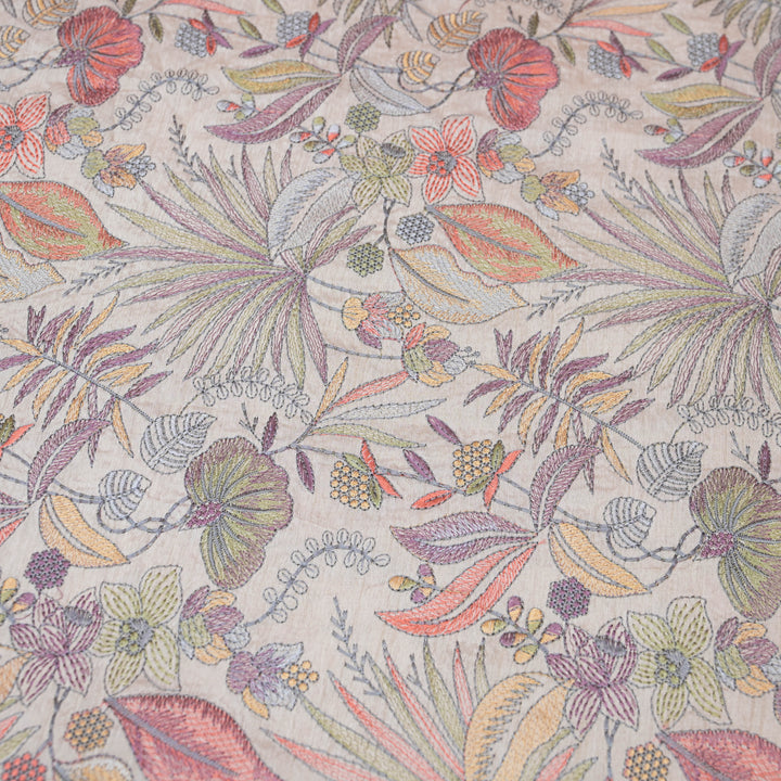 Pastel Cream Bemberg Raw Silk Fabric